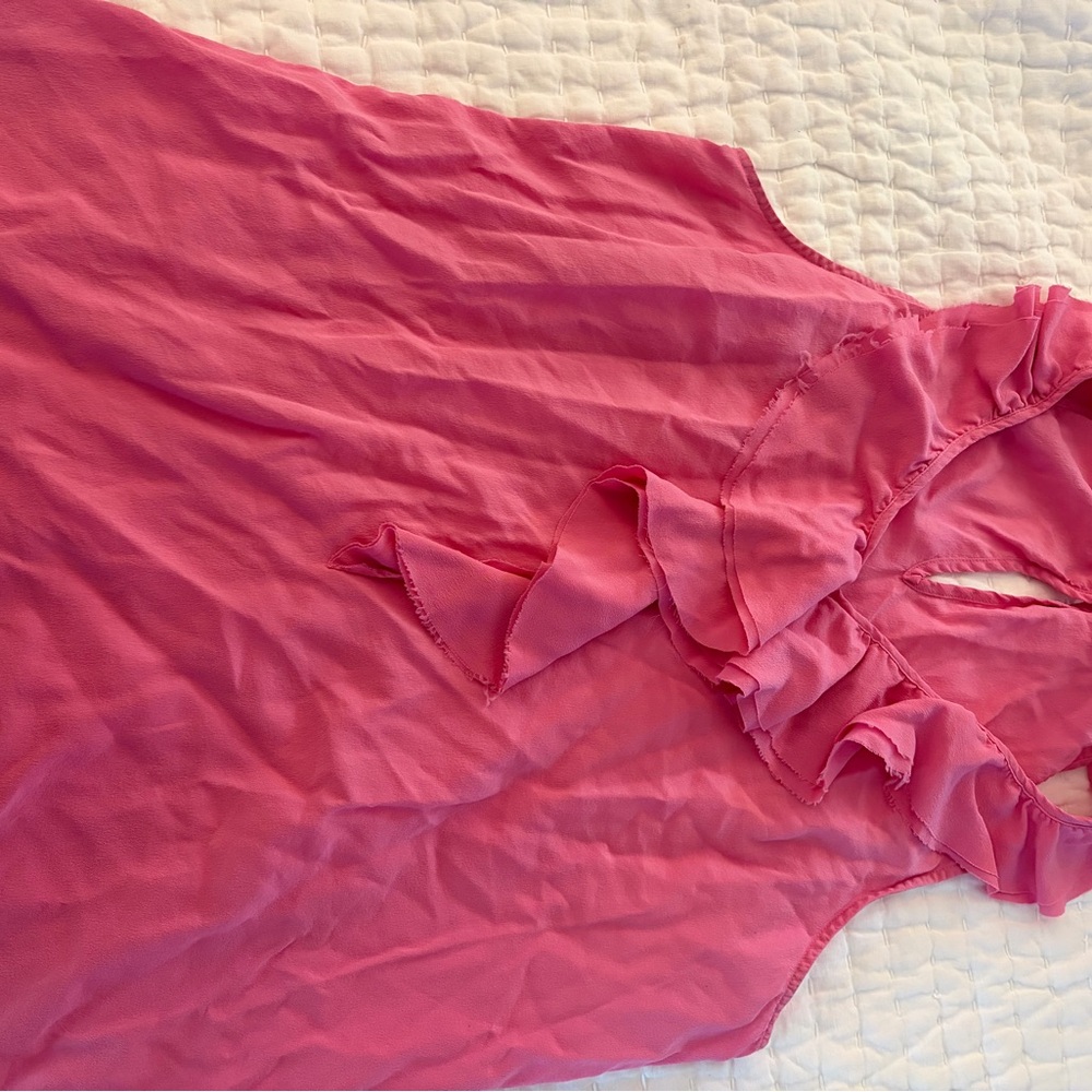 Banana Republic Pink Ruffle Silk Tank